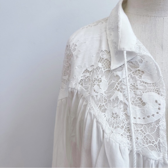 Anthropologie Cropped White Lace Open Front Shrug Romantic Top OS NWT - Picture 8 of 16